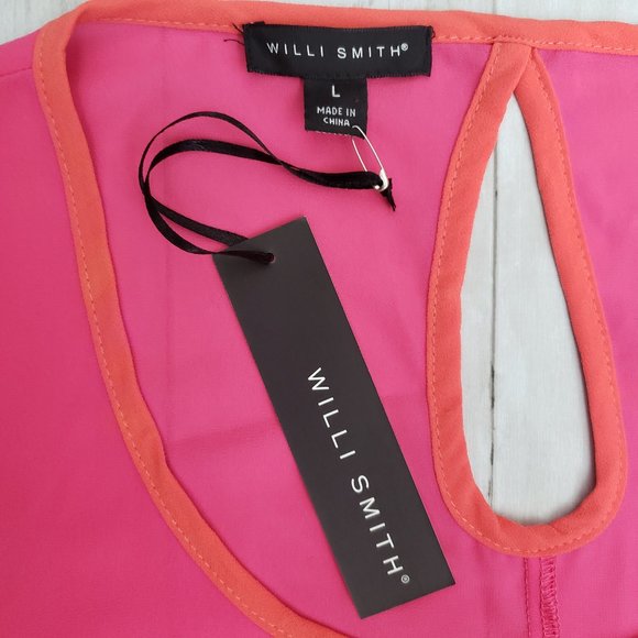 WILLI SMITH Pink Tank Flowy Drape Keyhole Back - Picture 3 of 6